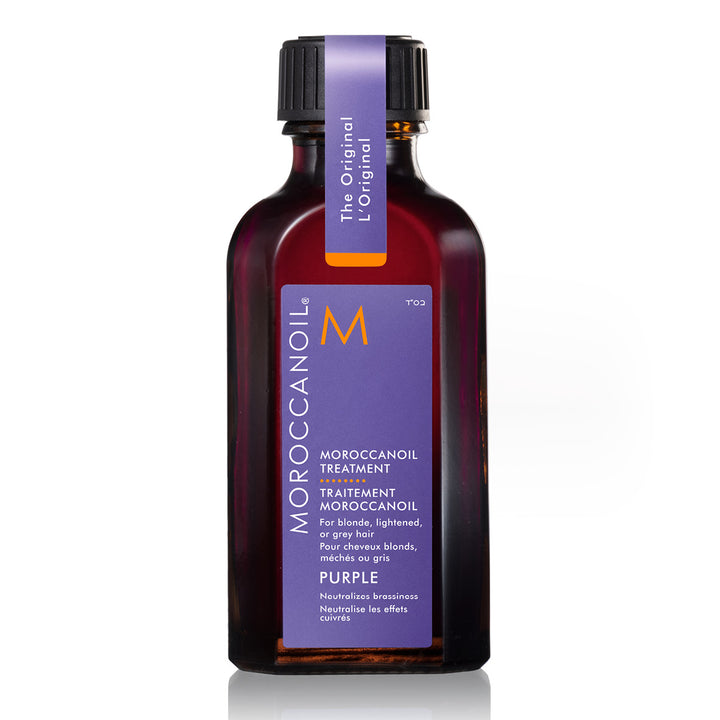 Uusi tapa kokea Moroccanoil Treatment: hoitoöljy sisältää violetteja pigmenttejä vaaleiden, vaalennettujen tai harmaiden hiusten kellertävyyden torjumiseksi