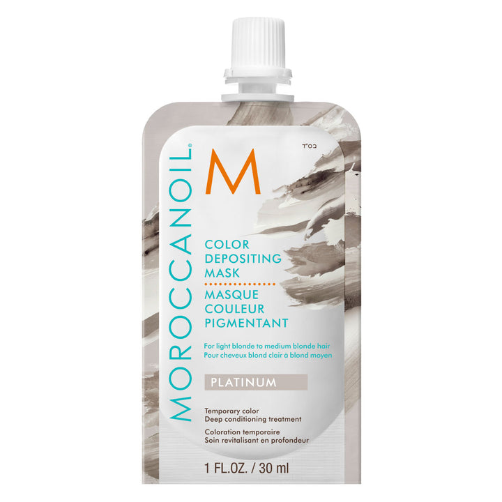 Moroccanoil matkakokoinen sävyttävä hiusnaamio vaaleille hiuksille joka taittaa lämpöisyyttä hiuksista